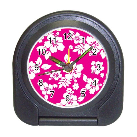 Pink Hawaiian Flowers Travel Alarm Clock from ArtsNow.com Front