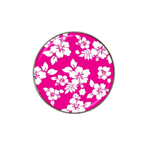 Pink Hawaiian Flowers Hat Clip Ball Marker from ArtsNow.com Front