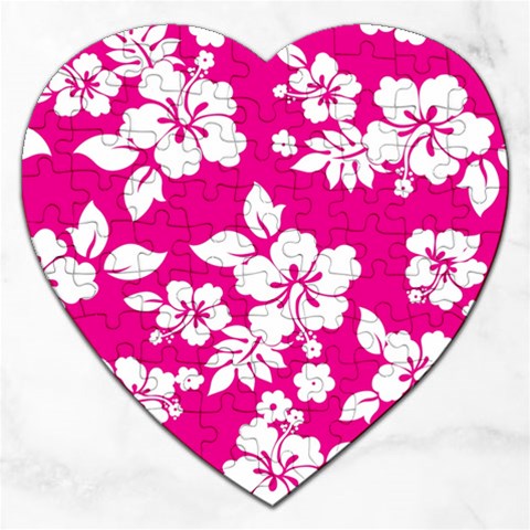 Pink Hawaiian Flowers Jigsaw Puzzle (Heart) from ArtsNow.com Front