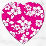 Pink Hawaiian Flowers Jigsaw Puzzle (Heart)