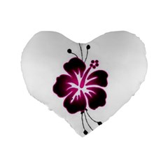 Pink Hawaiian Flower Standard 16  Premium Flano Heart Shape Cushion  from ArtsNow.com Back