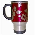 Pink Hawaiian Flowers Travel Mug (Silver Gray)