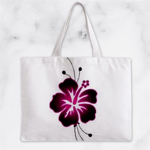 Pink Hawaiian Flower Zipper Mini Tote Bag from ArtsNow.com Front