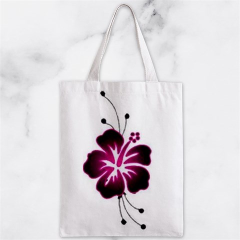 Pink Hawaiian Flower Zipper Classic Tote Bag from ArtsNow.com Back