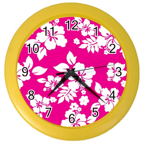 Pink Hawaiian Flowers Color Wall Clock from ArtsNow.com Front