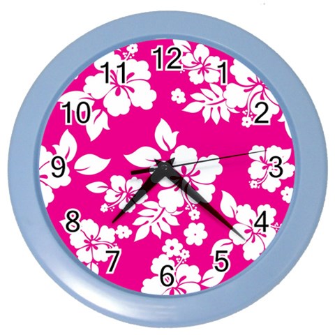 Pink Hawaiian Flowers Color Wall Clock from ArtsNow.com Front