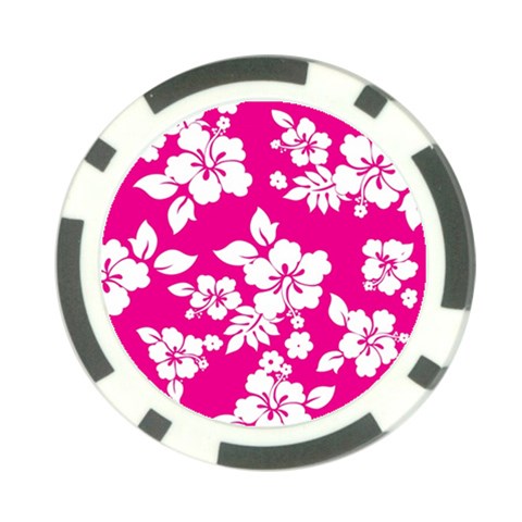 Pink Hawaiian Flowers Poker Chip Card Guard from ArtsNow.com Front