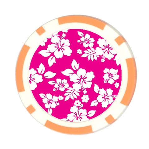 Pink Hawaiian Flowers Poker Chip Card Guard from ArtsNow.com Front