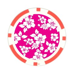 Pink Hawaiian Flowers Poker Chip Card Guard from ArtsNow.com Front