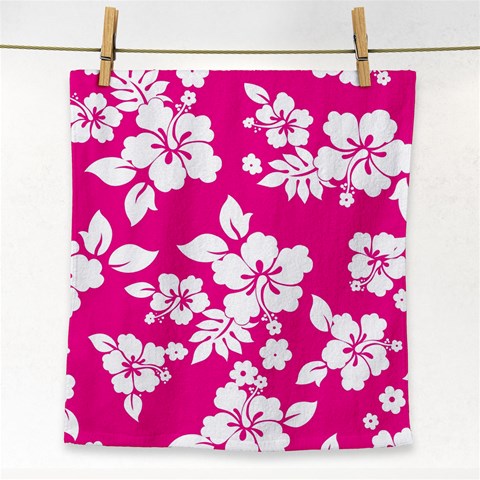 Pink Hawaiian Flowers Face Towel from ArtsNow.com Front