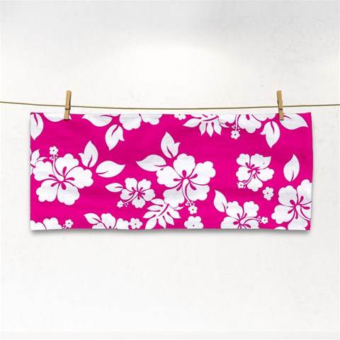 Pink Hawaiian Flowers Hand Towel from ArtsNow.com Front