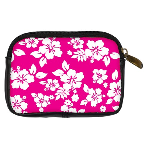 Pink Hawaiian Flowers Digital Camera Leather Case from ArtsNow.com Back