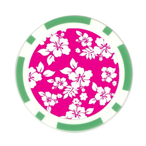 Pink Hawaiian Flowers Poker Chip Card Guard (10 pack) from ArtsNow.com Front