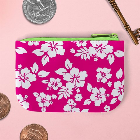 Pink Hawaiian Flowers Mini Coin Purse from ArtsNow.com Back