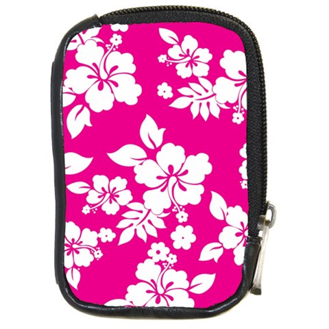 Pink Hawaiian Flowers Compact Camera Leather Case from ArtsNow.com Front