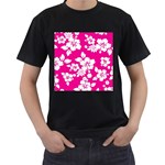 Pink Hawaiian Flowers Men s T-Shirt (Black)