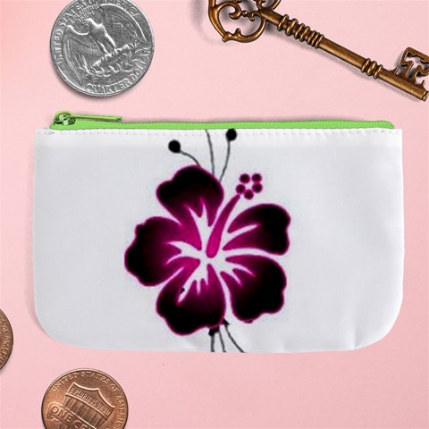 Pink Hawaiian Flower Large Coin Purse from ArtsNow.com Front