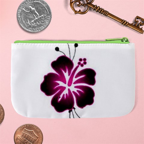 Pink Hawaiian Flower Large Coin Purse from ArtsNow.com Back