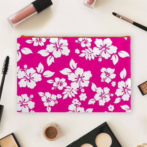 Pink Hawaiian Flowers Cosmetic Bag (Large) from ArtsNow.com Front