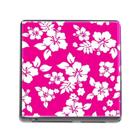 Pink Hawaiian Flowers Memory Card Reader (Square 5 Slot) from ArtsNow.com Front