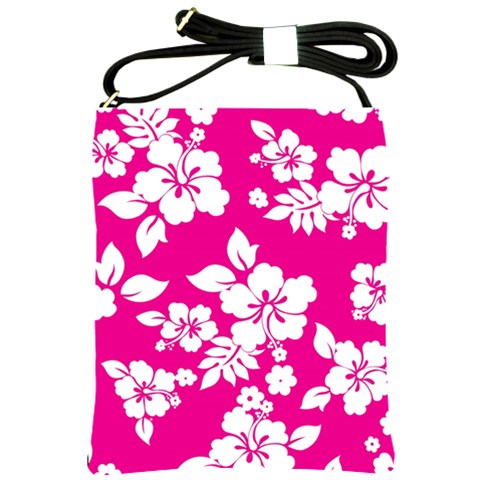 Pink Hawaiian Flowers Shoulder Sling Bag from ArtsNow.com Front