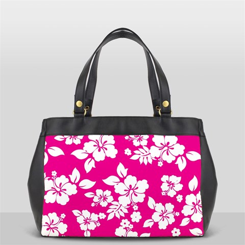 Pink Hawaiian Flowers Oversize Office Handbag from ArtsNow.com Front