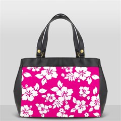 Pink Hawaiian Flowers Oversize Office Handbag (2 Sides) from ArtsNow.com Front