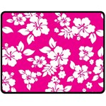 Pink Hawaiian Flowers Fleece Blanket (Medium)