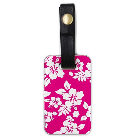 Pink Hawaiian Flowers Luggage Tag (one side) from ArtsNow.com Front