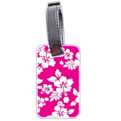 Pink Hawaiian Flowers Luggage Tag (two sides) from ArtsNow.com Front