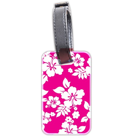 Pink Hawaiian Flowers Luggage Tag (two sides) from ArtsNow.com Back