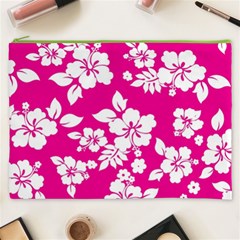 Pink Hawaiian Flowers Cosmetic Bag (XXXL) from ArtsNow.com Front