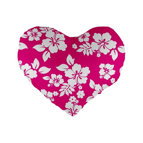 Pink Hawaiian Flowers Standard 16  Premium Heart Shape Cushion  from ArtsNow.com Front