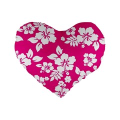 Pink Hawaiian Flowers Standard 16  Premium Heart Shape Cushion  from ArtsNow.com Front