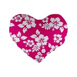 Pink Hawaiian Flowers Standard 16  Premium Heart Shape Cushion 