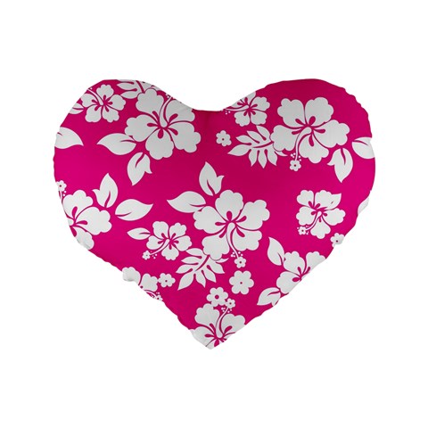 Pink Hawaiian Flowers Standard 16  Premium Heart Shape Cushion  from ArtsNow.com Back