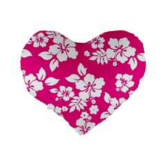 Pink Hawaiian Flowers Standard 16  Premium Heart Shape Cushion  from ArtsNow.com Back