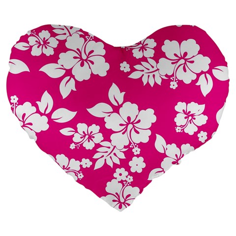 Pink Hawaiian Flowers Large 19  Premium Heart Shape Cushion from ArtsNow.com Front