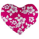 Pink Hawaiian Flowers Large 19  Premium Heart Shape Cushion