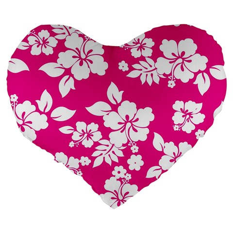 Pink Hawaiian Flowers Large 19  Premium Heart Shape Cushion from ArtsNow.com Back