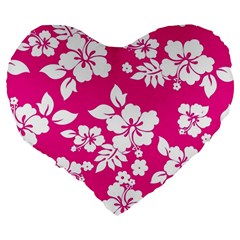 Pink Hawaiian Flowers Large 19  Premium Heart Shape Cushion from ArtsNow.com Back