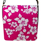 Pink Hawaiian Flowers Flap Closure Messenger Bag (S)