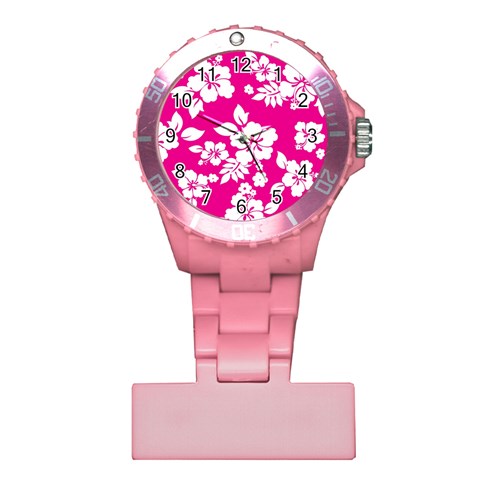 Pink Hawaiian Flowers Plastic Nurses Watch from ArtsNow.com Front