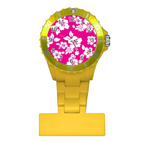 Pink Hawaiian Flowers Plastic Nurses Watch from ArtsNow.com Front