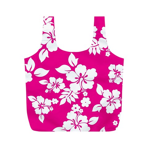 Pink Hawaiian Flowers Full Print Recycle Bag (M) from ArtsNow.com Front