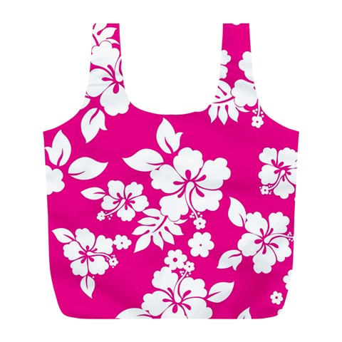 Pink Hawaiian Flowers Full Print Recycle Bag (L) from ArtsNow.com Front