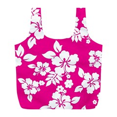 Pink Hawaiian Flowers Full Print Recycle Bag (L) from ArtsNow.com Front