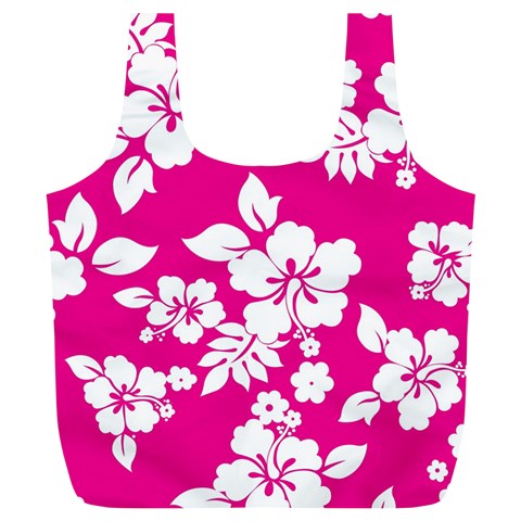 Pink Hawaiian Flowers Full Print Recycle Bag (XL) from ArtsNow.com Front