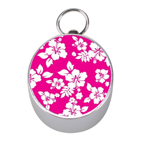 Pink Hawaiian Flowers Silver Compass (Mini) from ArtsNow.com Front