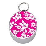 Pink Hawaiian Flowers Silver Compass (Mini)